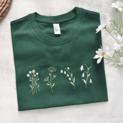 Lovely Wildflowers Embroidered Tshirt, Sweatshirt, Hoodie
